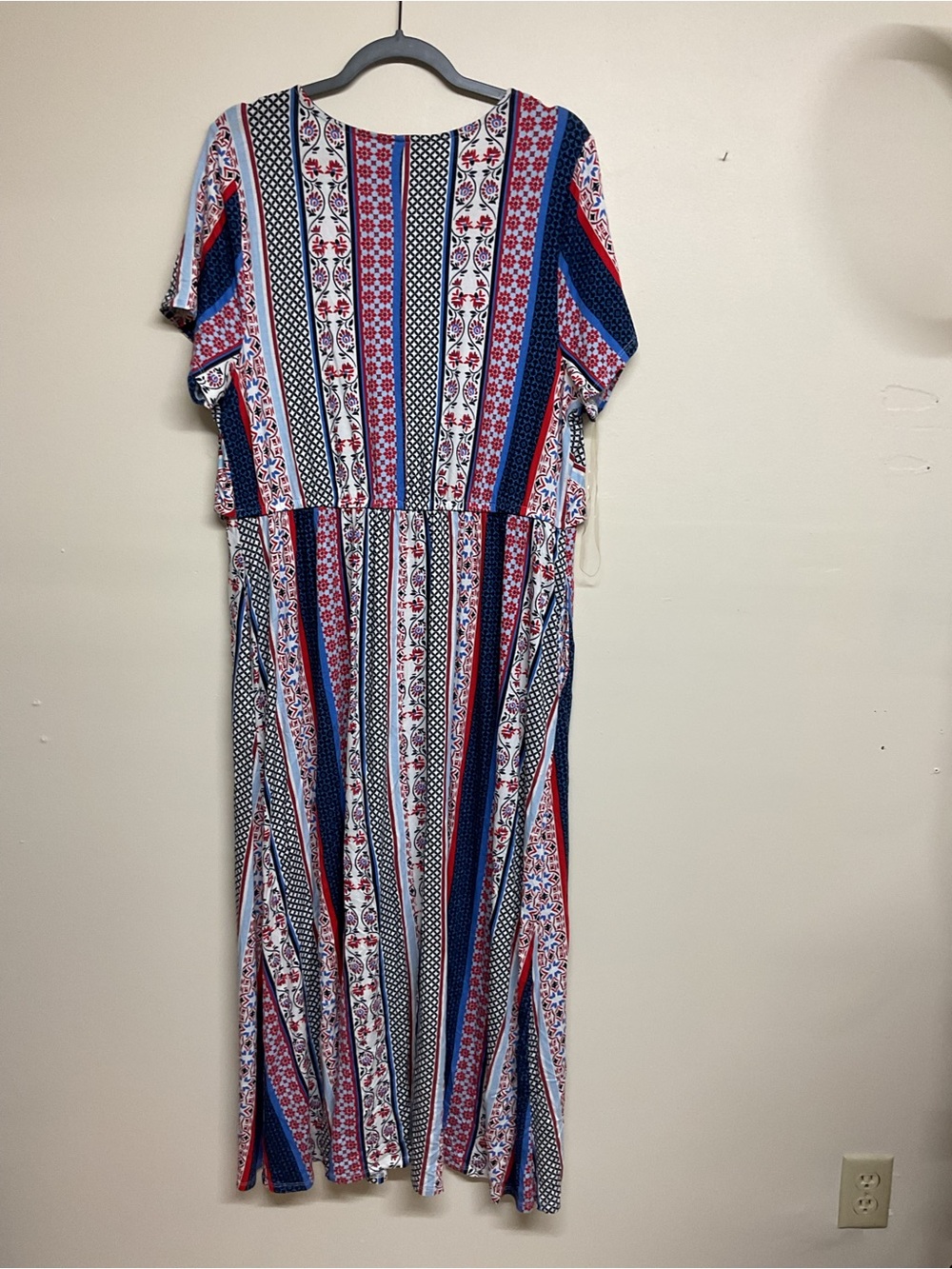 Lane Bryant Red, Blue & White Striped V-Neck Maxi Dress - Picture 4 of 4